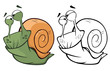 Vector Illustration of a Cute Cartoon Character Snail for you Design and Computer Game. Coloring Book Outline Set ный-4