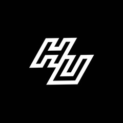 HU logo monogram with up to down style negative space design template