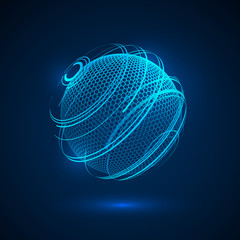 Leinwandbilder - Abstract tecjnology hologram sphere. sci fi neon sphere. Futuristic digital background. HUD element or cyber globe. Vector