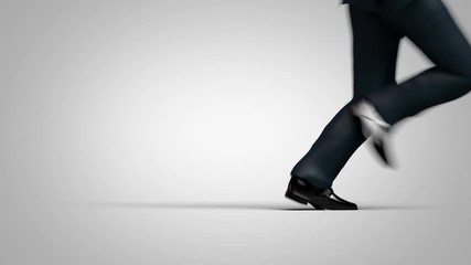 Wall Mural - running legs, close up crowd of businessmen on a green background 3d animation, 4k