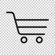 © Lysenko.A - Shopping cart icon in flat style. Trolley vector illustration on white isolated background. Basket business concept.