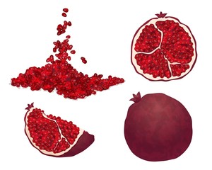 Wall Mural - Pomegranate icons set. Cartoon set of pomegranate vector icons for web design