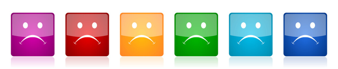 Poster - Cry icon set, colorful square glossy vector illustrations in 6 options for web design and mobile applications