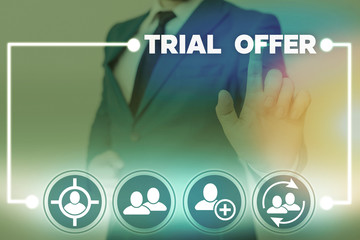 Aufkleber - Word writing text Trial Offer. Business photo showcasing A temporary free or discounted offer of a product or services
