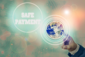Leinwandbilder - Writing note showing Safe Payment. Business concept for webpage where credit card numbers are entered is secured Elements of this image furnished by NASA