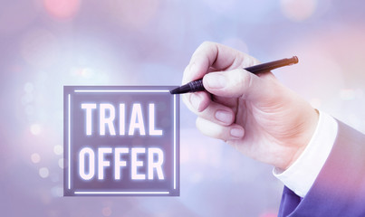 Aufkleber - Conceptual hand writing showing Trial Offer. Concept meaning A temporary free or discounted offer of a product or services