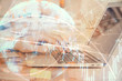 © peshkova - Double exposure of stock market graph with man working on laptop on background. Concept of financial analysis.