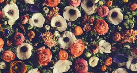 Wall Mural - vintage bouquet of beautiful different flowers. floral background.