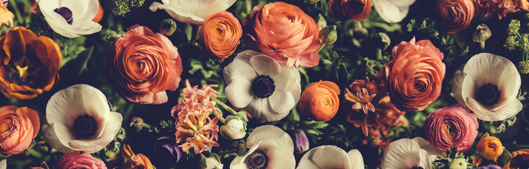 Wall Mural - vintage bouquet of beautiful different flowers. floral background.