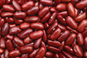 Flat lay red beans or kidney beans isolated on white background.