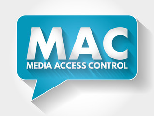 Poster - mac - media access control acronym message bubble, technology concept background