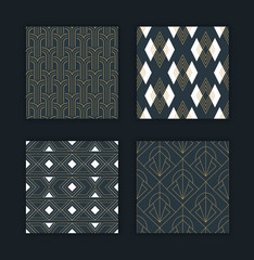 Wall Mural - modern art deco seamless pattern gold black set