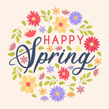 Happy Spring Colorful Floral Greeting Card