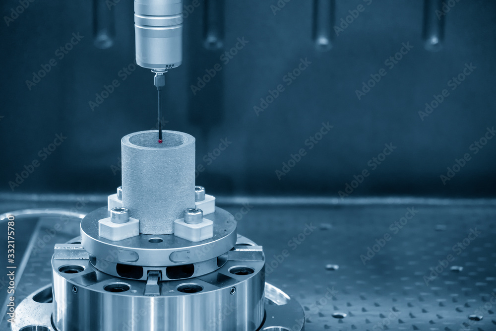 The multi-axis,CMM probe measure dimension of the aluminium casting ...
