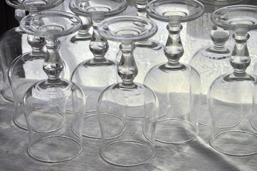 empty glasses on table