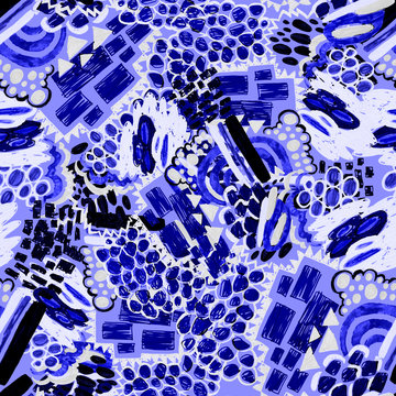 Creative seamless pattern with beautiful bright abstract elements. Colorful texture for any kind of a design. Graphic abstract background. Contemporary art. Trendy modern style.