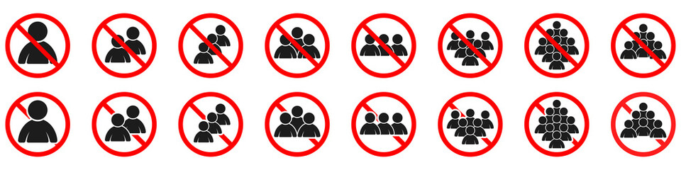 ban of crowd of people. prohibition to get together