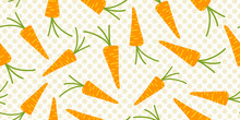 Easter Pattern With Sweet Orange Color Carrots, Pastel Polka Dot Background