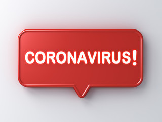 Poster - Coronavirus warning sign pin isolated on white wall background with shadow 3D rendering