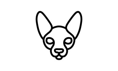 Wall Mural - Sphynx cat vector line icon, animal head vector line art, isolated animal illustration for logo desain