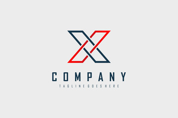 Leinwandbilder - Red Blue Geometric Line Letter X Logo. Flat Vector Logo Design Template Element.