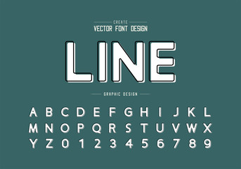 Poster - Font and alphabet vector, Design typeface and number, Graphic text on blue background