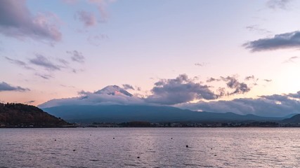 Sticker - Mt. Fuji and  lake Kawaguchiko at dawn