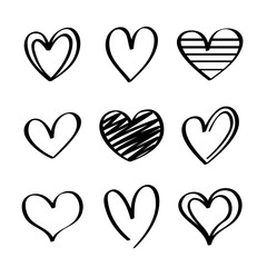 Wall Mural - Heart hand drawn icons set isolated on white background. For poster, wallpaper and Valentines day. Collection of hearts, creative art