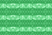 Green Art With Linear Eastern Seamless Pattern