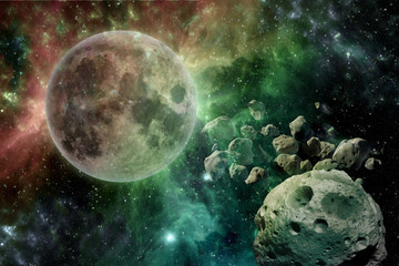 Wall Mural - Meteorites pieces from the moon colorful Deep space image, science fiction fantasy ideal for wallpaper and print. Elements of this image furnished by NASA