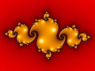 Wall Mural - Orange color symmetric mandelbrot on the red background