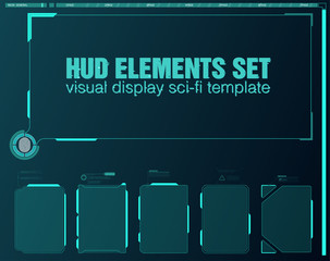 Poster - Interface elements HUD, UI, GUI. Vector Callout Titles set. Futuristic callout bar labels, information call box bars and modern digital info boxes layout templates. Callouts titles in HUD style.