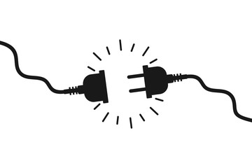 Wall Mural - Electric socket with a plug. Concept of 404 error connection. Electric plug icon and outlet socket unplugged. cable of energy disconnect, vector Illustration