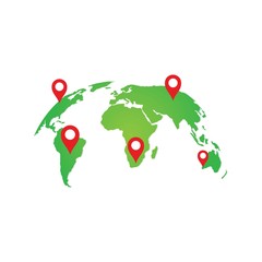 Wall Mural - world map icon with gps location . isolated on white background, vector illustration