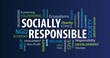 © JJAVA - Socially Responsible Word Cloud on a Blue Background