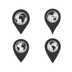 Wall Mural - location symbol. pin icon with globe and earth