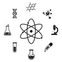 Science laboratory icons on white background. Chemistry icon vector Illustration