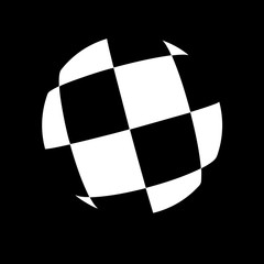 Poster - Hallucination. Optical illusion. Twisted illustration. Abstract background. Sphere of squares. Dynamic wave. Vector.