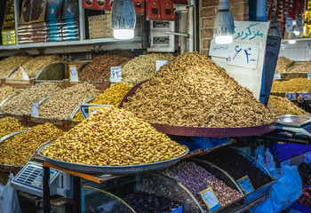 Canvas Print - Nuts on a stand on Grand Bazaar in Tehran, Iran