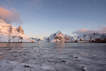 Wall Mural - Lofoten, Norway landscape, Reine village, Scandinavian nature	