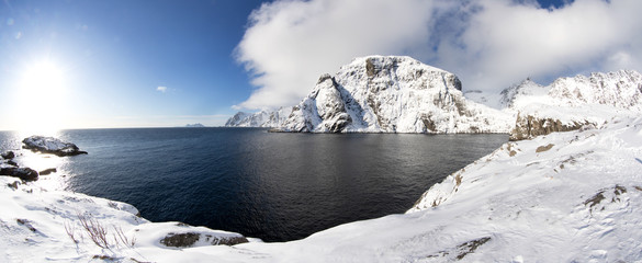 Wall Mural - Lofoten, Norway, Scandinavian nature, winter	