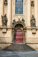 Prague, Czech Republic - March 19, 2020. St. Nicholas Church In Old Town Square During Coronavirus Crisis And Travel Ban