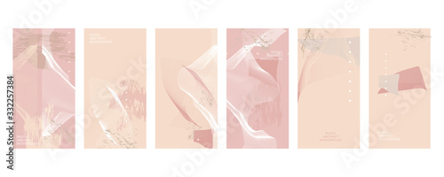 Cuadros en Lienzo Elegant natural pastel muted pale calm tones card templates set