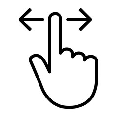 Poster - Hand with finger swiping or swipe right and left gesture line icon - stock vector
