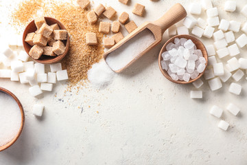 Wall Mural - Different sugar on white background