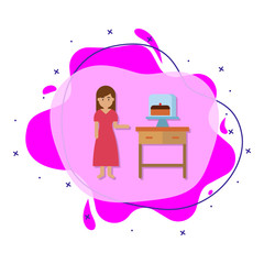 Poster - Cake dome, bakery color liquid bacdge icon. Simple color vector of bakery icons for ui and ux, website or mobile application