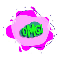 Poster - Comic speech bubble with expression text omg liquid bacdge icon. Simple color vector of people around the world icons for ui and ux, website or mobile application
