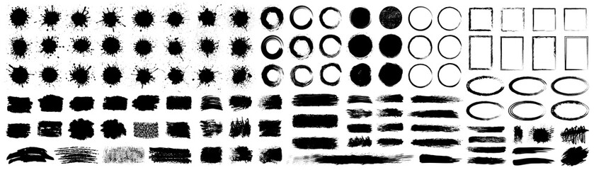 set different splash, collection brush strokes – for stock