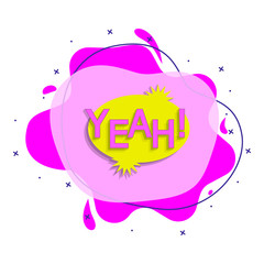 Poster - Comic speech bubble with expression text yeah liquid bacdge icon. Simple color vector of people around the world icons for ui and ux, website or mobile application