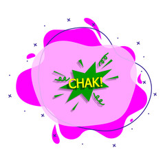 Poster - Comic speech bubble with expression text chak liquid bacdge icon. Simple color vector of people around the world icons for ui and ux, website or mobile application